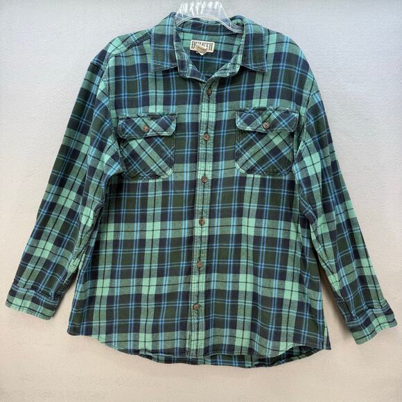 Duluth Trading Co. Plaid Flannel Shirt Shacket Men's XL Green Blue Black Fall - Picture 1 of 6